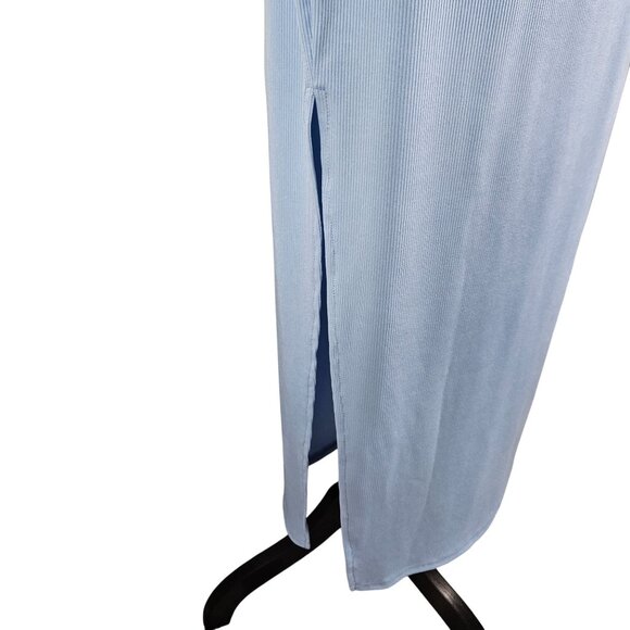 Lyaner Womens Blue Bodycon Tie Knot Cutout Maxi Dress Size Large Side Split - Picture 10 of 11